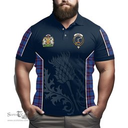 ScotsTee Shop Scottish Elliot Modern Clan Scottish Crest and Scottish Thistle Sport Tartan Polo Shirt