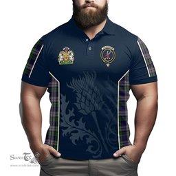 ScotsTee Shop Scottish Colquhoun Dress Clan Scottish Crest and Scottish Thistle Sport Tartan Polo Shirt
