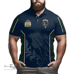 ScotsTee Shop Scottish Carmichael Modern Clan Scottish Crest and Scottish Thistle Sport Tartan Polo Shirt