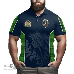 ScotsTee Shop Scottish Clephan Clan Scottish Crest and Scottish Thistle Sport Tartan Polo Shirt