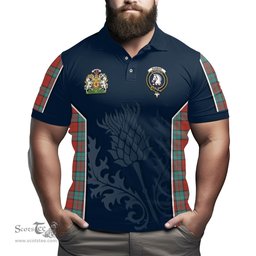 ScotsTee Shop Scottish Dunbar Ancient Clan Scottish Crest and Scottish Thistle Sport Tartan Polo Shirt