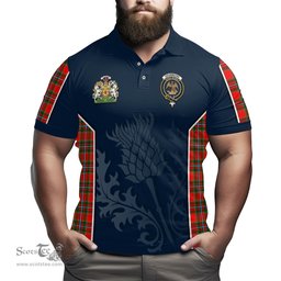 ScotsTee Shop Scottish Drummond of Perth Clan Scottish Crest and Scottish Thistle Sport Tartan Polo Shirt