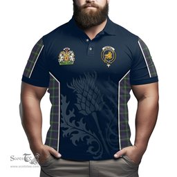 ScotsTee Shop Scottish Campbell Argyll Modern Clan Scottish Crest and Scottish Thistle Sport Tartan Polo Shirt