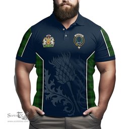 ScotsTee Shop Scottish MacArthur Highland Clan Scottish Crest and Scottish Thistle Sport Tartan Polo Shirt