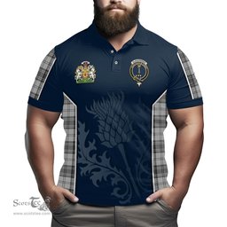 ScotsTee Shop Scottish Glendinning Clan Scottish Crest and Scottish Thistle Sport Tartan Polo Shirt