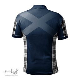 ScotsTee Shop Scottish MacFarlane Black White Clan Scottish Crest and Scottish Thistle Sport Tartan Polo Shirt