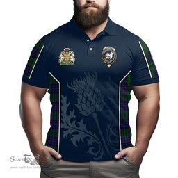ScotsTee Shop Scottish Lockhart Modern Clan Scottish Crest and Scottish Thistle Sport Tartan Polo Shirt
