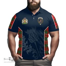 ScotsTee Shop Scottish MacAulay Modern Clan Scottish Crest and Scottish Thistle Sport Tartan Polo Shirt