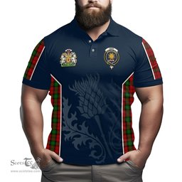 ScotsTee Shop Scottish Kerr Clan Scottish Crest and Scottish Thistle Sport Tartan Polo Shirt