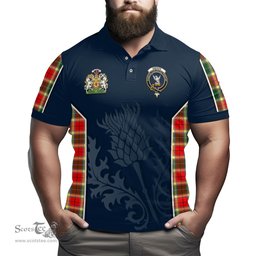 ScotsTee Shop Scottish Gibsone (Gibson-Gibbs) Clan Scottish Crest and Scottish Thistle Sport Tartan Polo Shirt