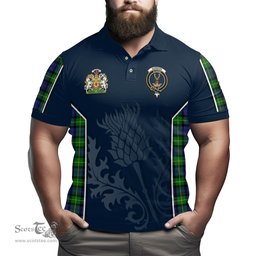 ScotsTee Shop Scottish Gordon Modern Clan Scottish Crest and Scottish Thistle Sport Tartan Polo Shirt