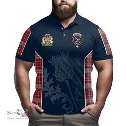 ScotsTee Shop Scottish MacDougall Dress Clan Scottish Crest and Scottish Thistle Sport Tartan Polo Shirt
