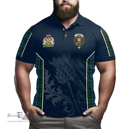 ScotsTee Shop Scottish Kerr Hunting Clan Scottish Crest and Scottish Thistle Sport Tartan Polo Shirt