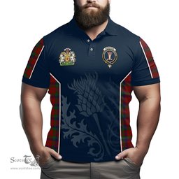 ScotsTee Shop Scottish Robertson Clan Scottish Crest and Scottish Thistle Sport Tartan Polo Shirt