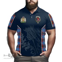 ScotsTee Shop Scottish Pentland Clan Scottish Crest and Scottish Thistle Sport Tartan Polo Shirt