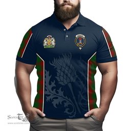 ScotsTee Shop Scottish Middleton Clan Scottish Crest and Scottish Thistle Sport Tartan Polo Shirt