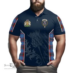 ScotsTee Shop Scottish Spalding Clan Scottish Crest and Scottish Thistle Sport Tartan Polo Shirt