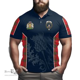 ScotsTee Shop Scottish Ross Modern Clan Scottish Crest and Scottish Thistle Sport Tartan Polo Shirt