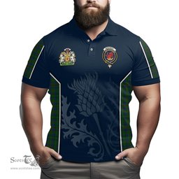 ScotsTee Shop Scottish Moncrieff of Atholl Clan Scottish Crest and Scottish Thistle Sport Tartan Polo Shirt