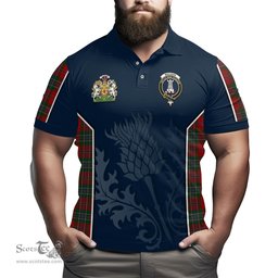 ScotsTee Shop Scottish MacLean Clan Scottish Crest and Scottish Thistle Sport Tartan Polo Shirt