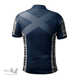 ScotsTee Shop Scottish Scott Black White Clan Scottish Crest and Scottish Thistle Sport Tartan Polo Shirt