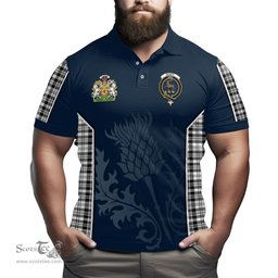 ScotsTee Shop Scottish Scott Black White Clan Scottish Crest and Scottish Thistle Sport Tartan Polo Shirt