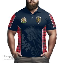 ScotsTee Shop Scottish Udny Clan Scottish Crest and Scottish Thistle Sport Tartan Polo Shirt