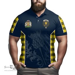 ScotsTee Shop Scottish MacLeod of Lewis Modern Clan Scottish Crest and Scottish Thistle Sport Tartan Polo Shirt