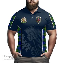 ScotsTee Shop Scottish Maitland Clan Scottish Crest and Scottish Thistle Sport Tartan Polo Shirt
