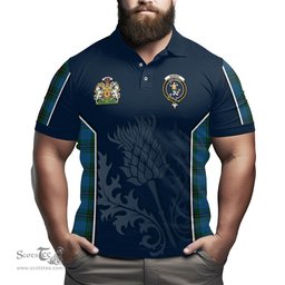 ScotsTee Shop Scottish Murray of Elibank Clan Scottish Crest and Scottish Thistle Sport Tartan Polo Shirt