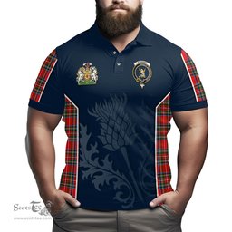 ScotsTee Shop Scottish Stewart Royal Clan Scottish Crest and Scottish Thistle Sport Tartan Polo Shirt