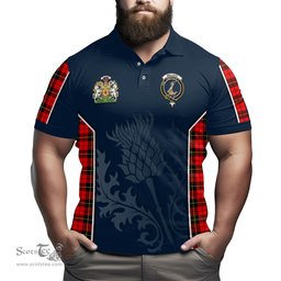 ScotsTee Shop Scottish Wallace Hunting Red Clan Scottish Crest and Scottish Thistle Sport Tartan Polo Shirt
