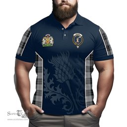 ScotsTee Shop Scottish MacRae Dress Clan Scottish Crest and Scottish Thistle Sport Tartan Polo Shirt