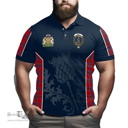 ScotsTee Shop Scottish Rait Clan Scottish Crest and Scottish Thistle Sport Tartan Polo Shirt