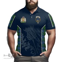ScotsTee Shop Scottish Stirling Clan Scottish Crest and Scottish Thistle Sport Tartan Polo Shirt