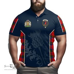 ScotsTee Shop Scottish MacNicol of Scorrybreac Clan Scottish Crest and Scottish Thistle Sport Tartan Polo Shirt