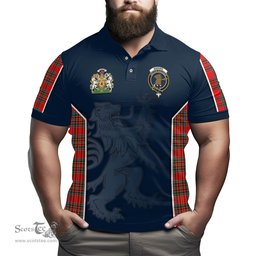 ScotsTee Shop Scottish Binning Clan Scottish Crest and Scottish Lion Rampant Sport Tartan Polo Shirt