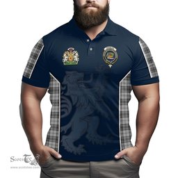 ScotsTee Shop Scottish Douglas Grey Modern Clan Scottish Crest and Scottish Lion Rampant Sport Tartan Polo Shirt