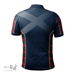 ScotsTee Shop Scottish Charteris Clan Scottish Crest and Scottish Lion Rampant Sport Tartan Polo Shirt