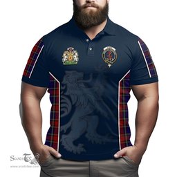 ScotsTee Shop Scottish Clark Red Clan Scottish Crest and Scottish Lion Rampant Sport Tartan Polo Shirt