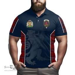 ScotsTee Shop Scottish Kelly of Sleat Red Clan Scottish Crest and Scottish Lion Rampant Sport Tartan Polo Shirt