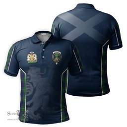 ScotsTee Shop Scottish Hamilton Green Hunting Clan Scottish Crest and Scottish Lion Rampant Sport Tartan Polo Shirt