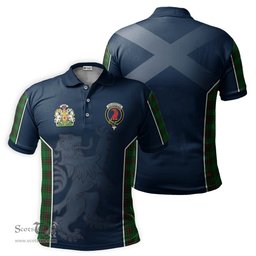 ScotsTee Shop Scottish Halkerston Clan Scottish Crest and Scottish Lion Rampant Sport Tartan Polo Shirt