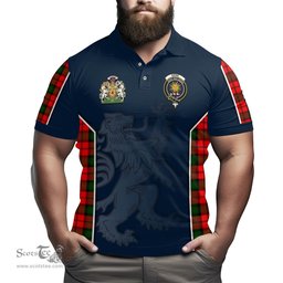 ScotsTee Shop Scottish Kerr Modern Clan Scottish Crest and Scottish Lion Rampant Sport Tartan Polo Shirt
