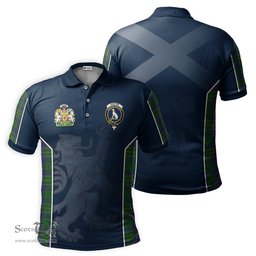 ScotsTee Shop Scottish Hunter of Hunterston Clan Scottish Crest and Scottish Lion Rampant Sport Tartan Polo Shirt