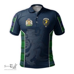 ScotsTee Shop Scottish Haldane Clan Scottish Crest and Scottish Lion Rampant Sport Tartan Polo Shirt