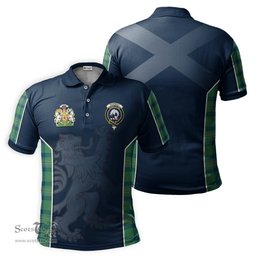 ScotsTee Shop Scottish Kennedy Ancient Clan Scottish Crest and Scottish Lion Rampant Sport Tartan Polo Shirt