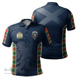 ScotsTee Shop Scottish Gibsone (Gibson-Gibbs) Clan Scottish Crest and Scottish Lion Rampant Sport Tartan Polo Shirt