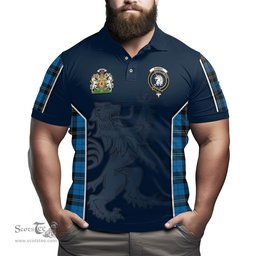 ScotsTee Shop Scottish Ramsay Blue Ancient Clan Scottish Crest and Scottish Lion Rampant Sport Tartan Polo Shirt