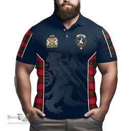 ScotsTee Shop Scottish Riddell Clan Scottish Crest and Scottish Lion Rampant Sport Tartan Polo Shirt